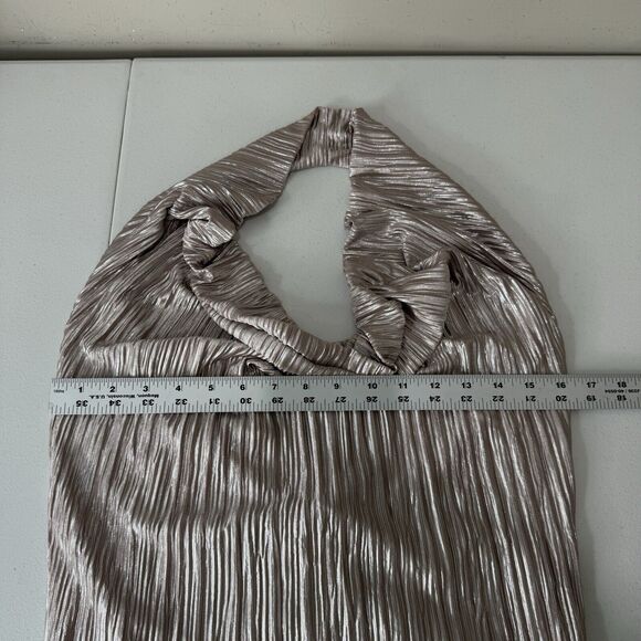 Julian Chang Womens Top Extra Small Pink Jenny Halter Metallic Cowl Backless - Picture 5 of 9